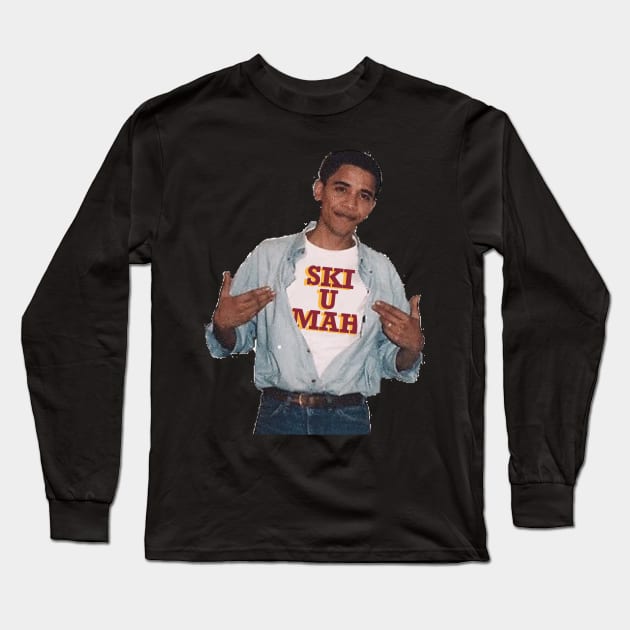 Obama Ski U Mah Shirt Long Sleeve T-Shirt by salamone0504